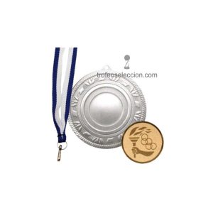 KIT MEDALLA COLOR PLATA 50 mm + CINTA