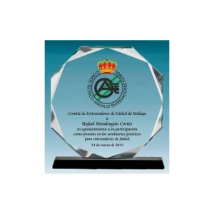 PLACA CRISTAL PERSONALIZADA IMPRESA A COLOR. 3 TAMAÑOS.