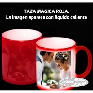 TAZA MÁGICA ROJA DE CERÁMICA PERSONALIZADA