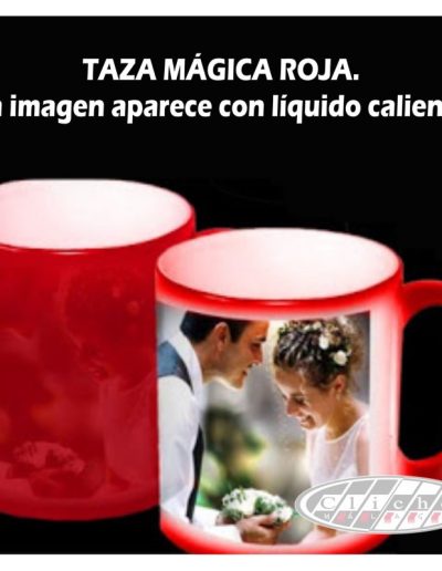 TAZA MÁGICA ROJA DE CERÁMICA PERSONALIZADA