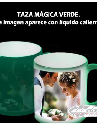 TAZA MÁGICA VERDE PERSONALIZADA