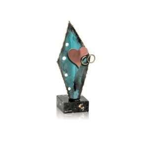 ESCULTURA TROFEO DE BODA DE LATÓN. 3 TAMAÑOS