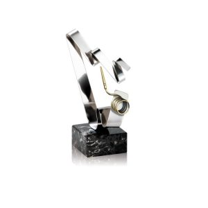 ESCULTURA TROFEO DE BOMBERO DE ACERO. 2 TAM.