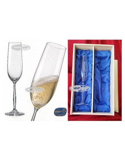 COPAS DE CHAMPÁN GRABADAS C/ ESTUCHE MADERA