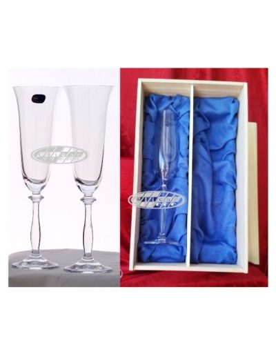 COPAS DE CHAMPÁN GRABADAS C/ ESTUCHE MADERA