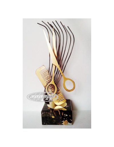 TROFEO DE PELUQUERÍA TIJERAS Y PEINE
