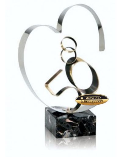 ESCULTURA TROFEO DE BODA DE LATÓN. 3 TAMAÑOS