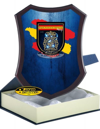 METOPA DE MADERA C/ PLACA PERSONALIZADA A COLOR - CNP BRIGADA DE INFORMACIÓN