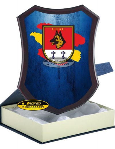 METOPA DE MADERA C/ PLACA PERSONALIZADA A COLOR - POLICÍA NACIONAL UNIDAD CANINA