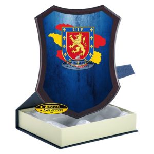 METOPA DE MADERA C/ PLACA PERSONALIZADA A COLOR - UIP - CUERPO NACIONAL DE POLICÍA