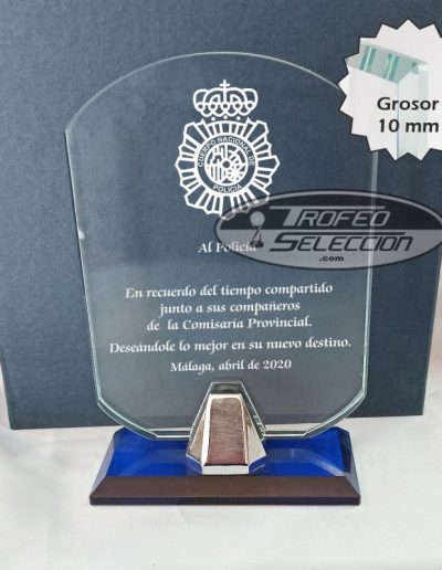 CRISTAL GRABADO A LÁSER. 3 TAMAÑOS.