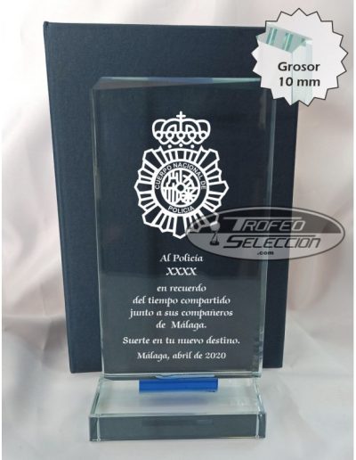 CRISTAL GRABADO A LÁSER. 3 TAMAÑOS.