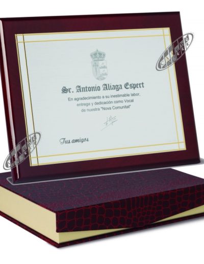 PLACA DE HOMENAJE DE ALPACA GRABADA. 1 TAM.